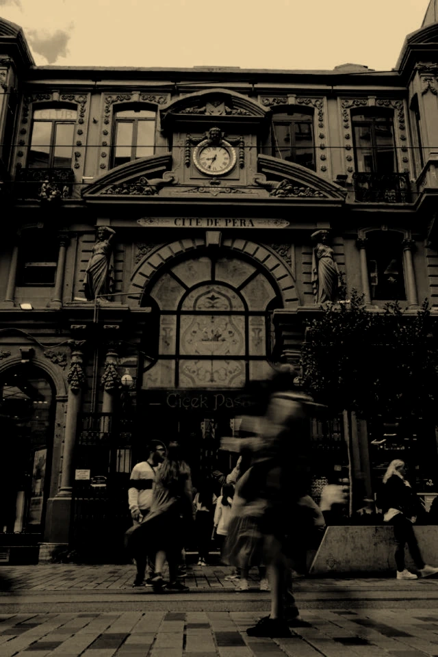 Old store front with clock